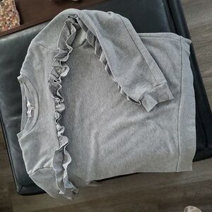 English Factory Grey Ruffled Sweatshirt